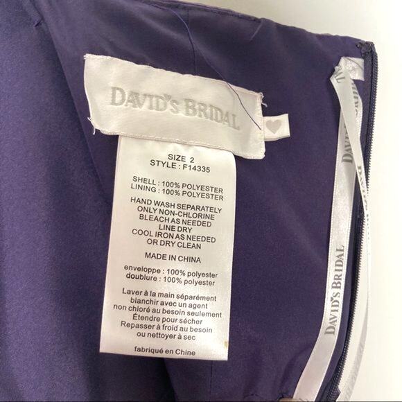 NWT David’s Bridal Wms 2 Strapless Purple Lapis Organza Dress Formal Bridesmaid - Picture 3 of 14